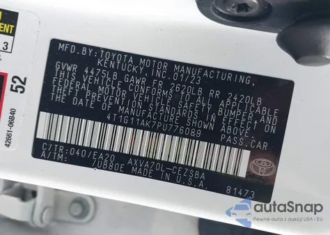 2023 Toyota Camry Se из США, поврежденный, VIN 4T1G11AK7PU776089